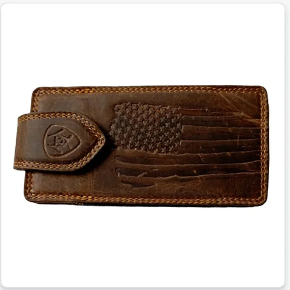 Brown Leather phone case with Flag Design brand new